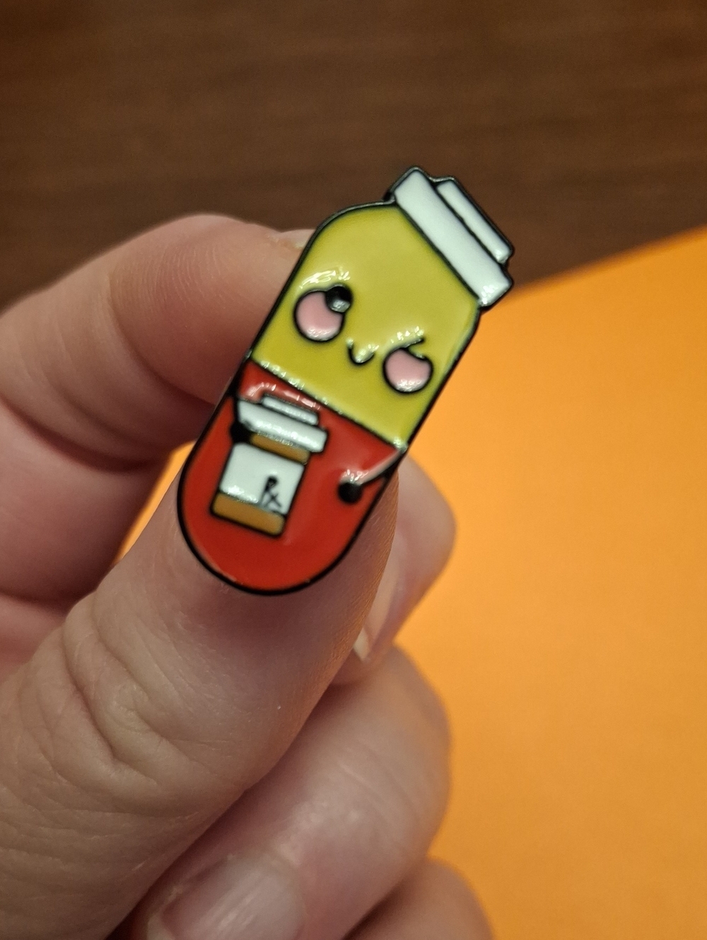 Yellow & Red Capsule Enamel Tack Pin